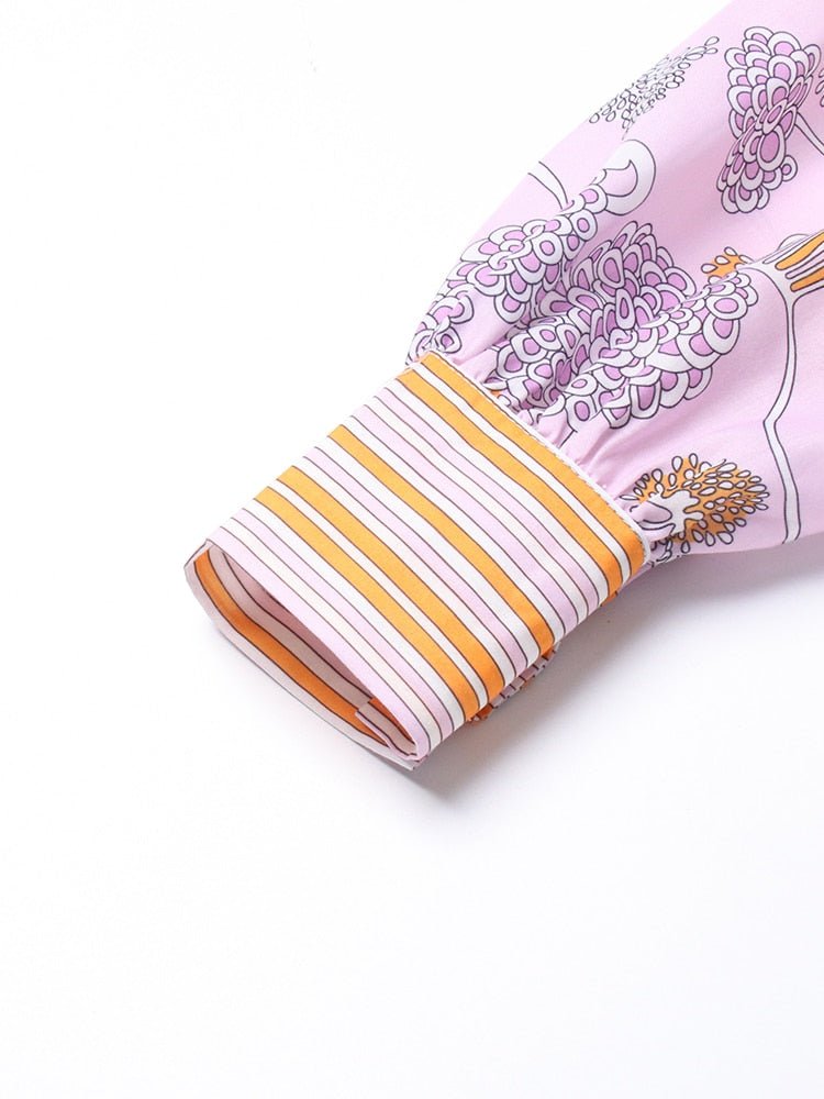 Vestido mini de lujo con estampado vintage y cuello lazo – Edición exclusiva Women's Fashion - Women's Clothing - Dress - Long - Sleeve Dress | Zulter VIP