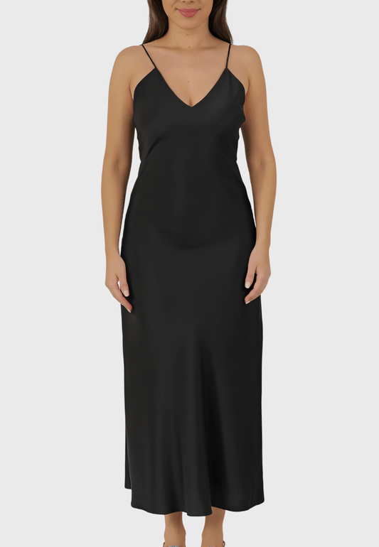 Vestido Tropea – Seda italiana en negro, elegancia que trasciende el tiempo Women's Fashion - Weddings & Events - Evening Dresses | Zulter VIP