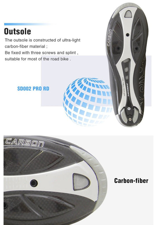 Zapatillas de Ciclismo Pro Road – Negro & Plateado con Suela de Carbono Sports & Entertainment - Sneakers - Cycling Shoes | Zulter VIP